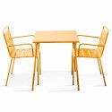 Table de jardin bistrot carrée en métal 70x70 cm et 2 chaises avec accoudoirs (1/6)