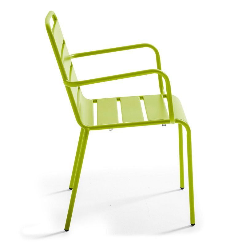 Table de jardin bistrot ronde inclinable en métal Ø70 cm et 4 chaises avec accoudoirs (14/14)