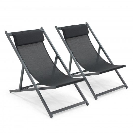 Lot de 2 chilienne noires pliables