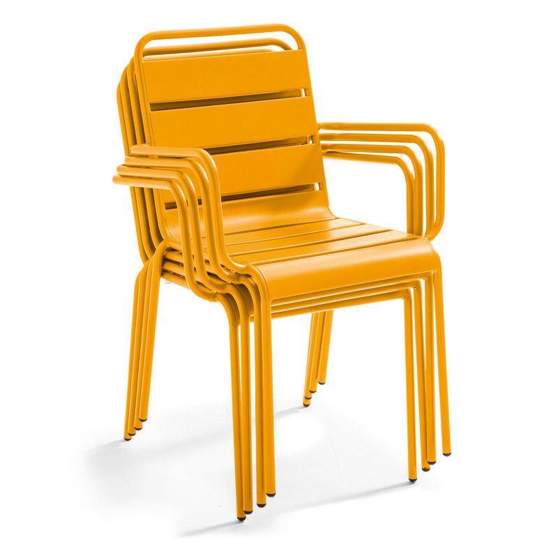 Table de jardin en métal 180x90 cm et 8 chaises dépareillés avec accoudoirs | Oviala (6/7)