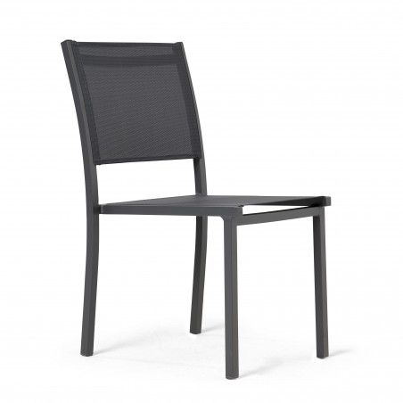 Chaise de jardin grise en alu et textilène