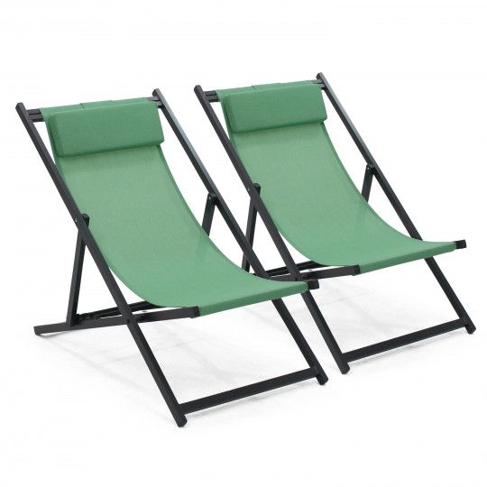 Lot de 2 chiliennes en aluminium inclinables 4 positions (1/5)
