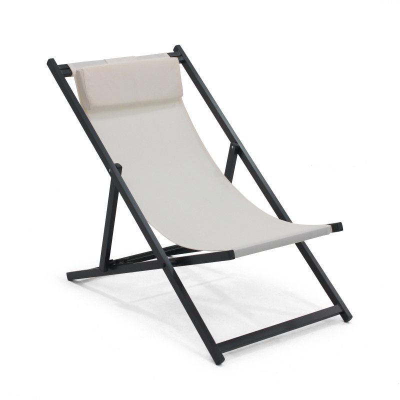 Lot de 2 chiliennes pliantes écru (3/5)