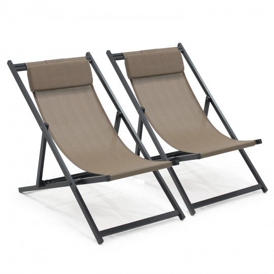 Lot de 2 chiliennes en aluminium inclinables 4 positions (1/1)