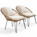 Lot de 2 fauteuils de jardin en rotin synthétique avec coussins (1/6)