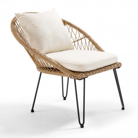 Fauteuil de jardin en rotin synthétique avec coussins - Lot de 2 (7/10)