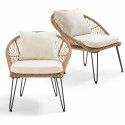 Fauteuil de jardin en rotin synthétique avec coussins - Lot de 2 (8/10)