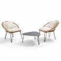 Salon de jardin en rotin synthétique avec 2 fauteuils et 1 table basse (1/7)