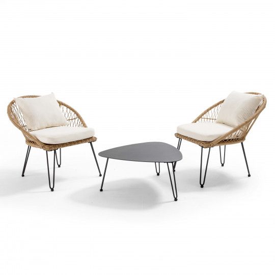 Salon de jardin 2 places en rotin synthétique facile d'entretien | Oviala