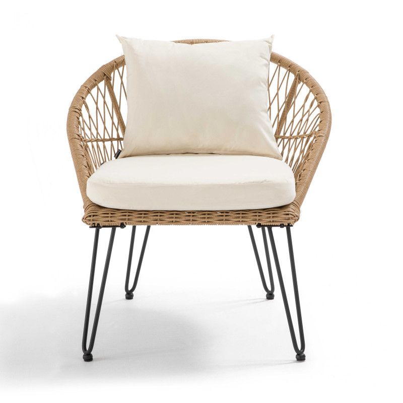 Salon de jardin en rotin synthétique avec 2 fauteuils et 1 table basse (4/7)