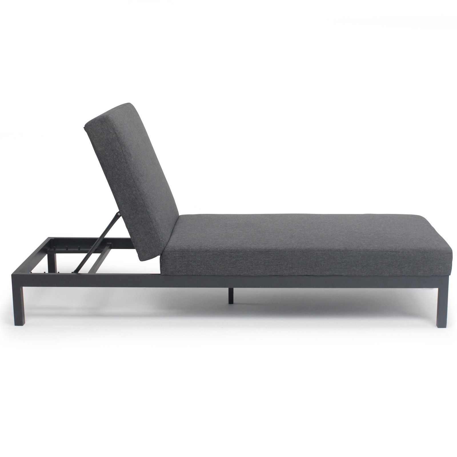 Bain de soleil avec gros coussins gris anthracite