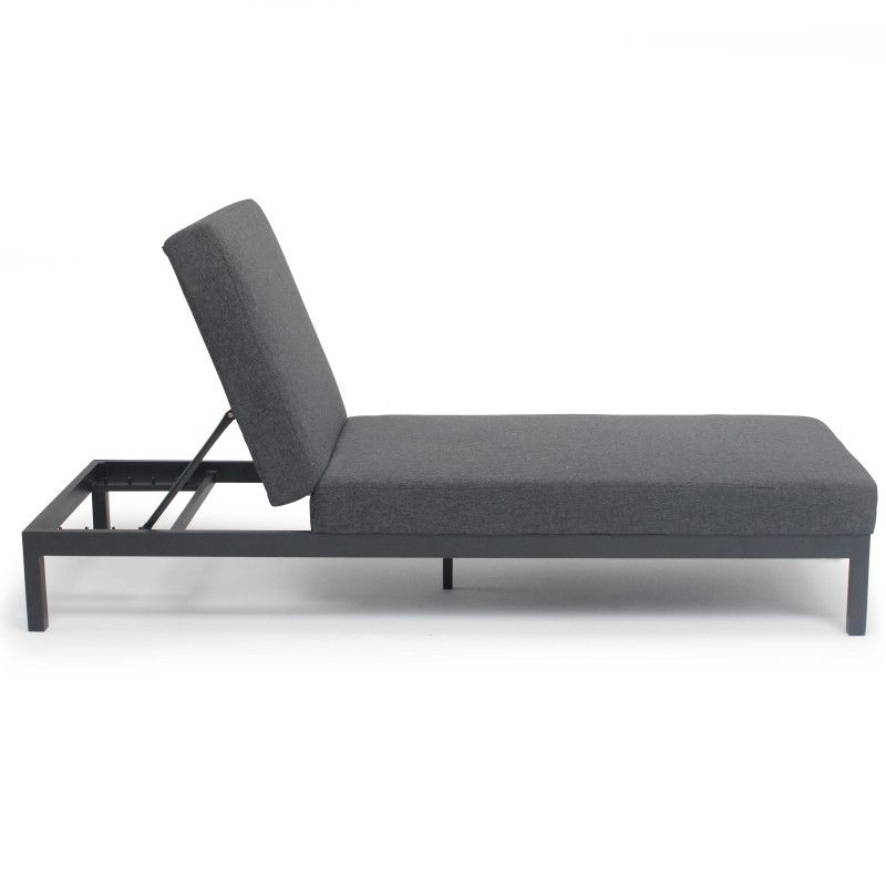 Bain de soleil avec gros coussins gris anthracite