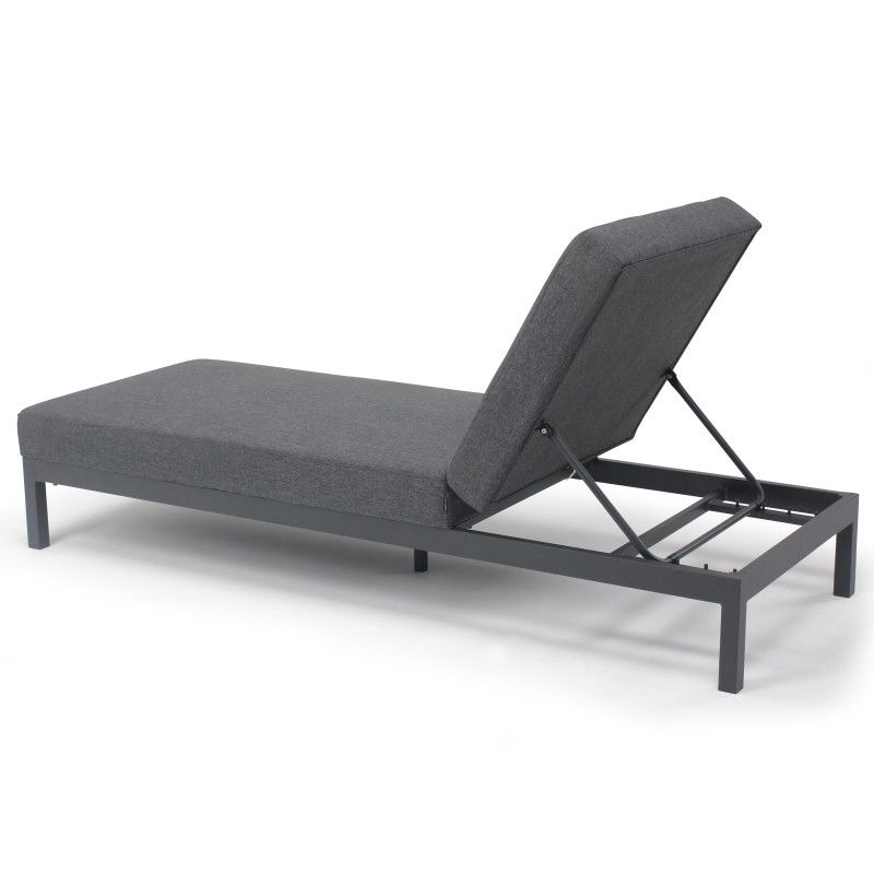 Bain de soleil avec gros coussins gris anthracite