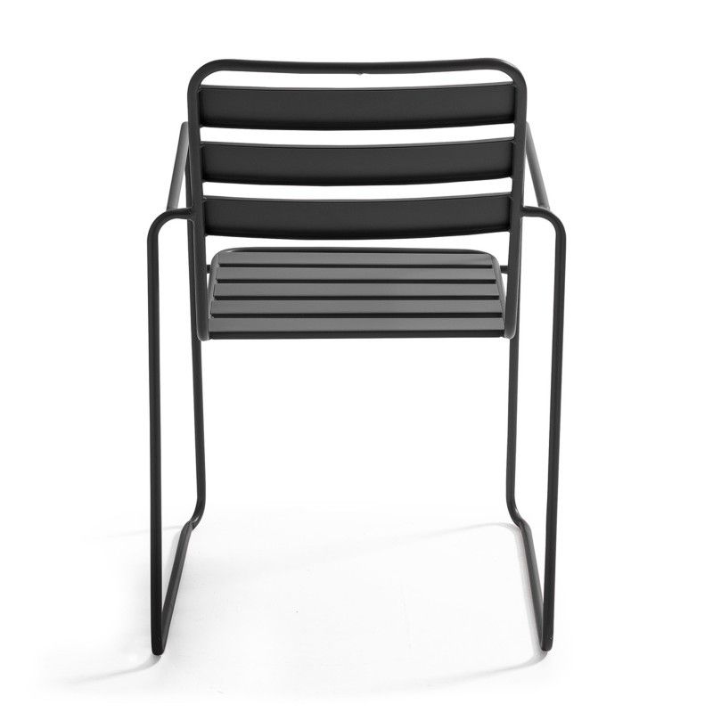 Chaise de jardin en métal avec accoudoirs GRISE (3/5)