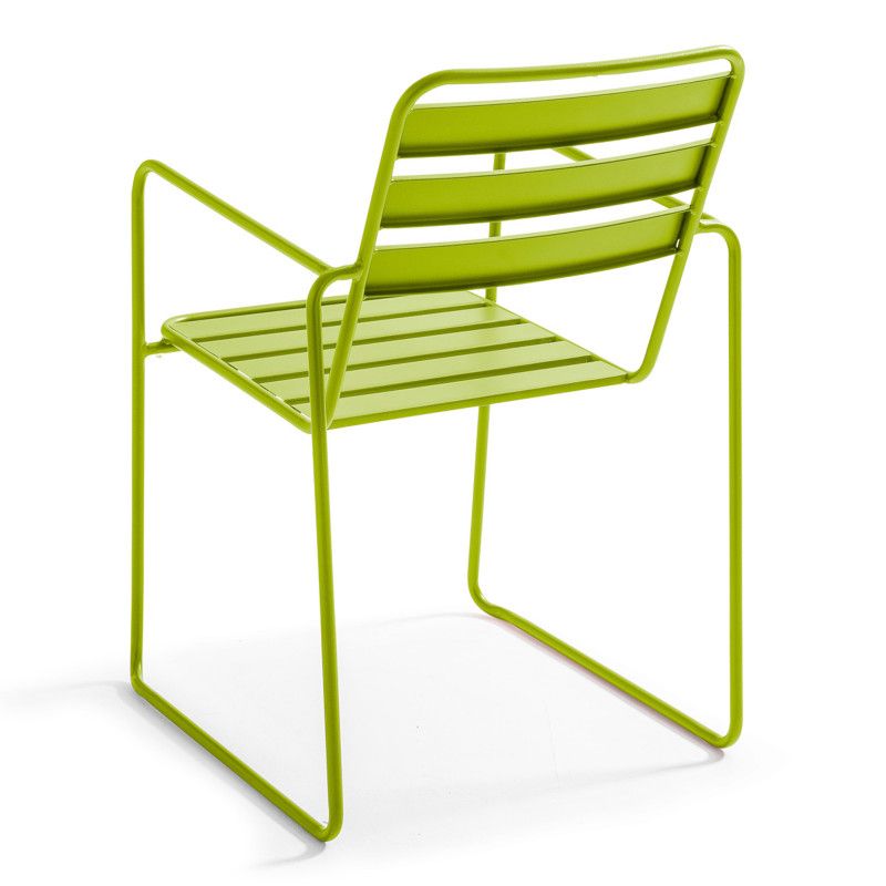 Chaise de jardin VERTE en métal avec accoudoirs