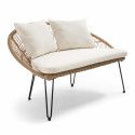 Canapé de jardin 2 places en rotin synthétique avec coussins blancs | BORA BORA