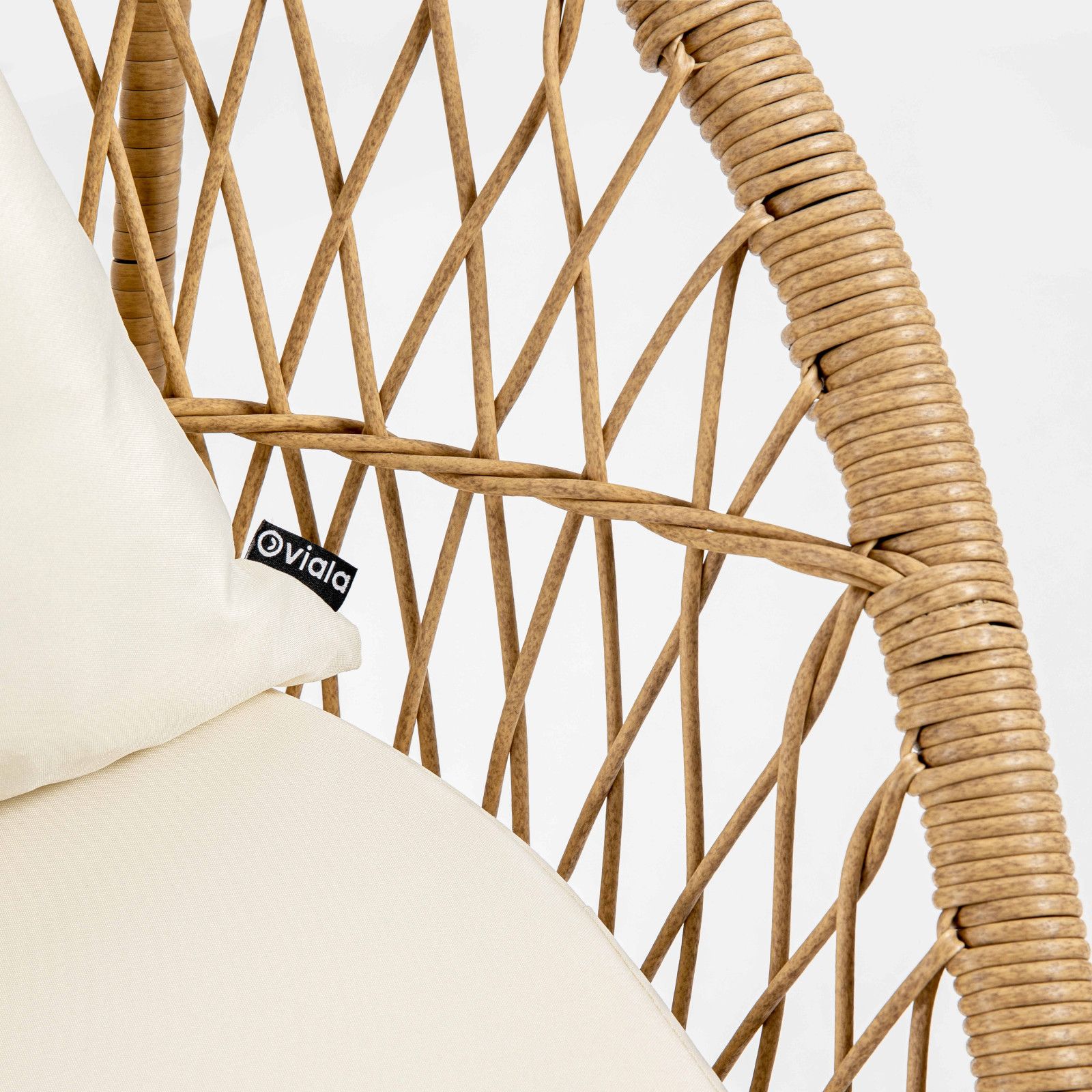 Canapé de jardin 2 places en rotin synthétique zoom coussin blanc