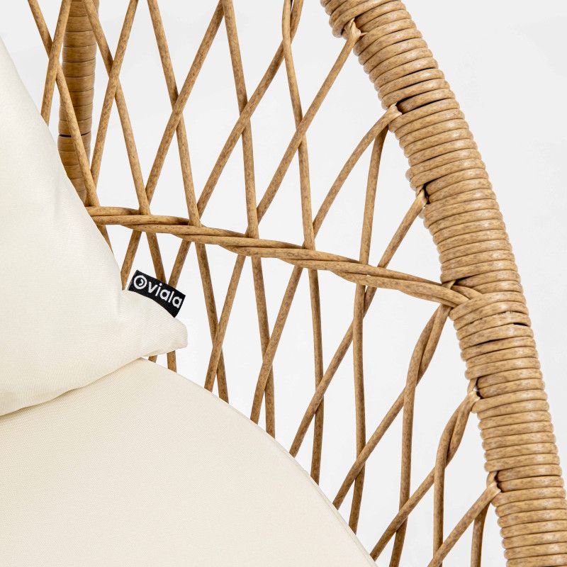 Canapé de jardin 2 places en rotin synthétique zoom coussin blanc (5/6)