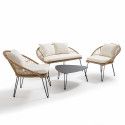 Salon de jardin en rotin synthétique avec un canapé, 2 fauteuils et une table basse (1/7)