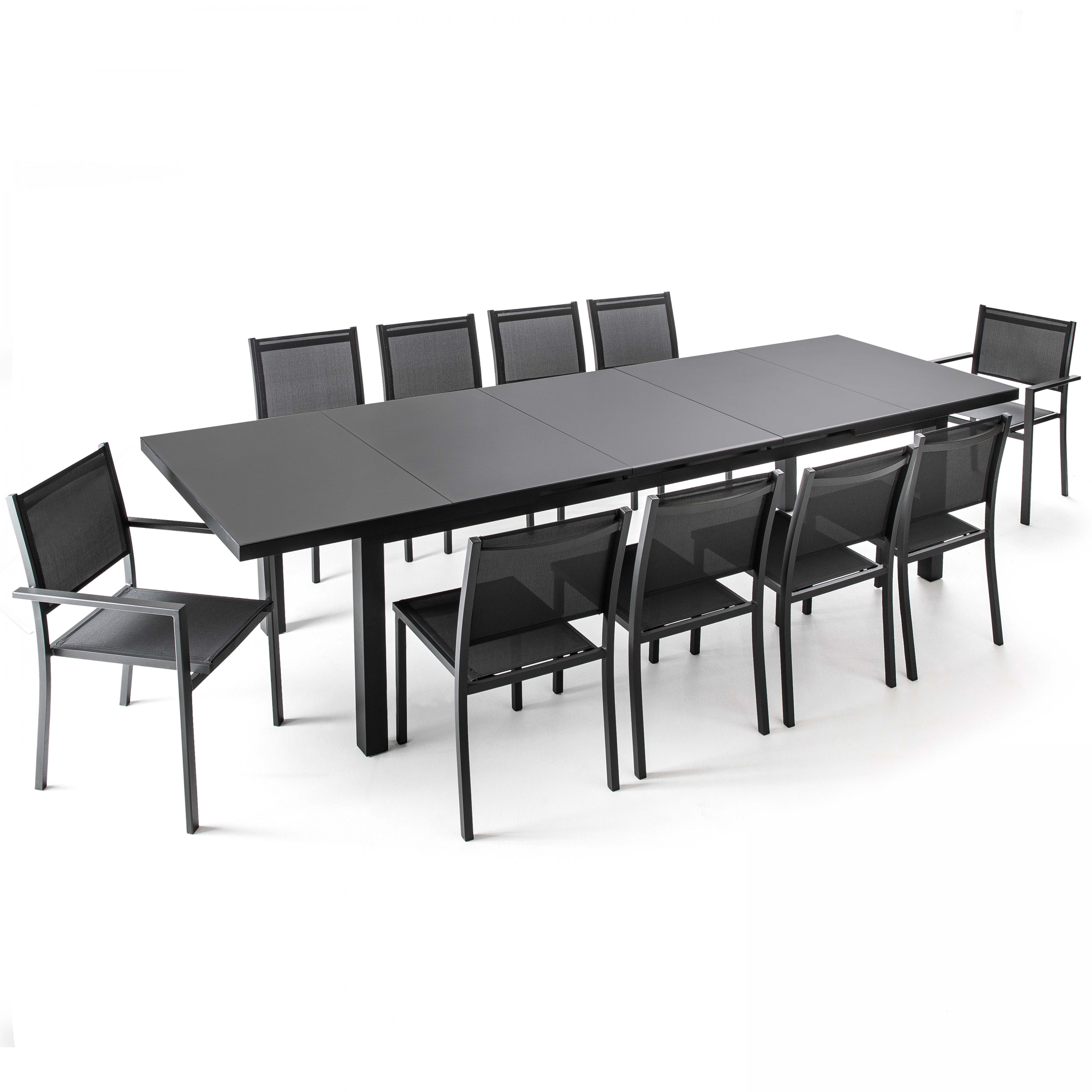 Ensemble table de jardin à rallonge extensible 256/320 cm avec 8 chaises et 2 chaises avec accoudoir