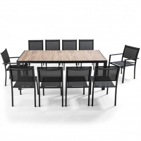 Ensemble table rectangulaire (206 x 100 x 74,5 cm) avec 8 chaises et 2 fauteuils (9/26)