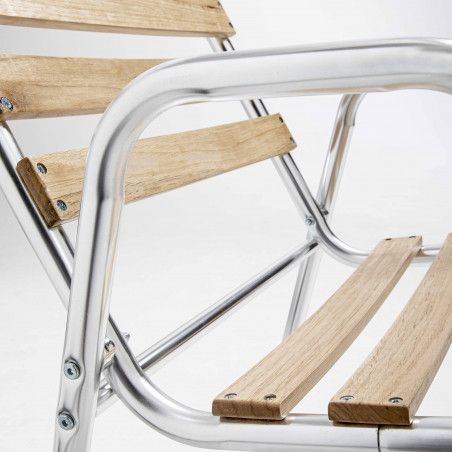 Zoom accoudoir chaise de jardin bois et aluminium