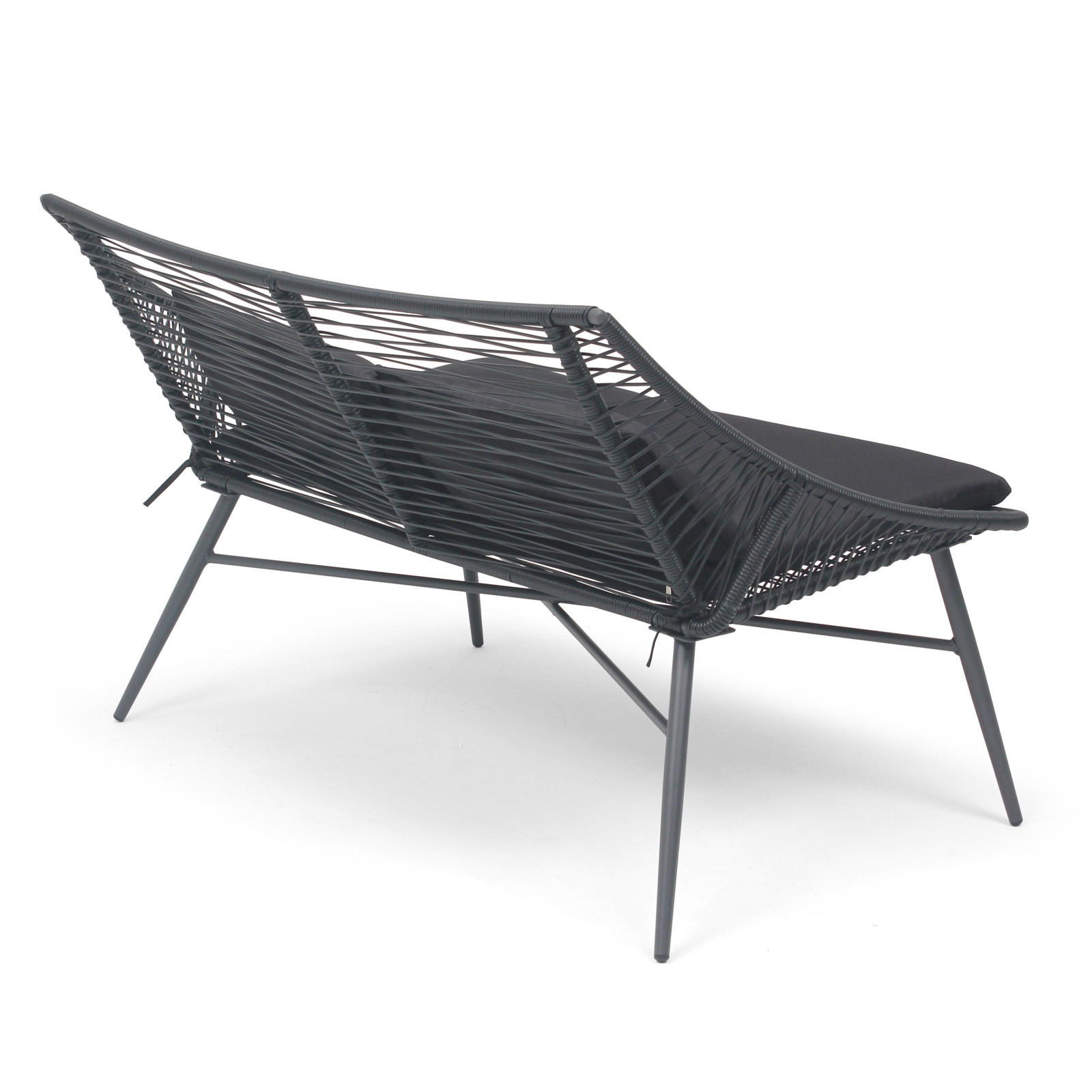 Canapé imitation rotin noir 2 places