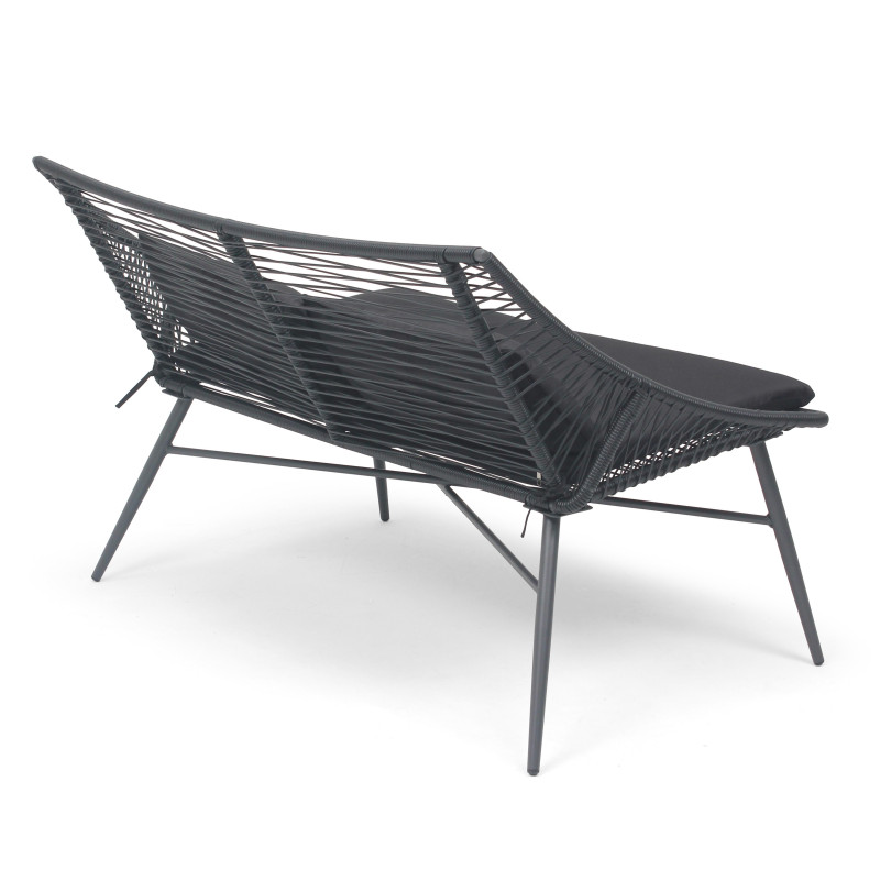 Canapé imitation rotin noir 2 places