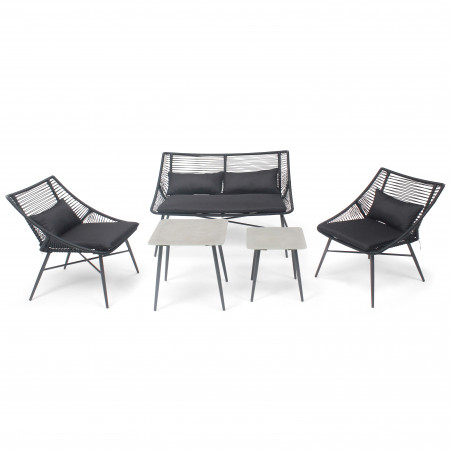 Canapé extérieur avec coussins noir Canapé extérieur avec coussins noir