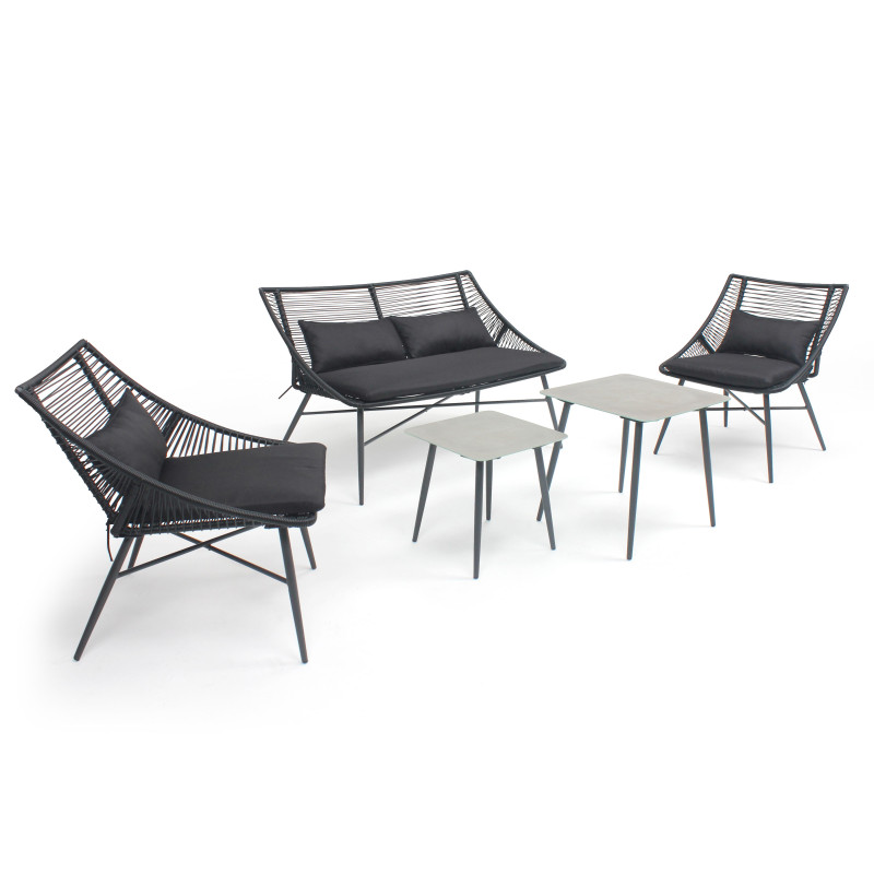 Salon de jardin 4 personnes noir