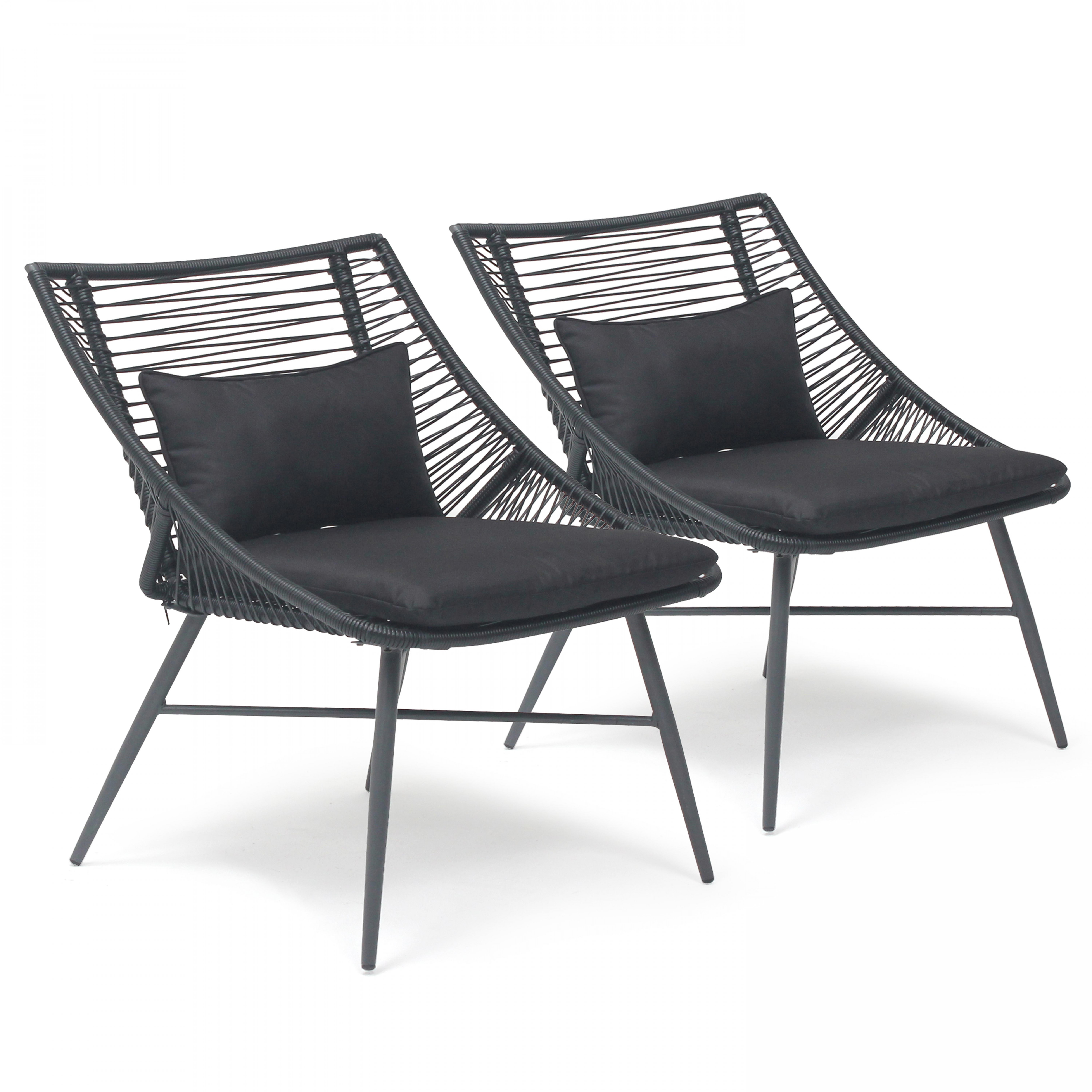 Fauteuil noir en cordes - Lot de 2