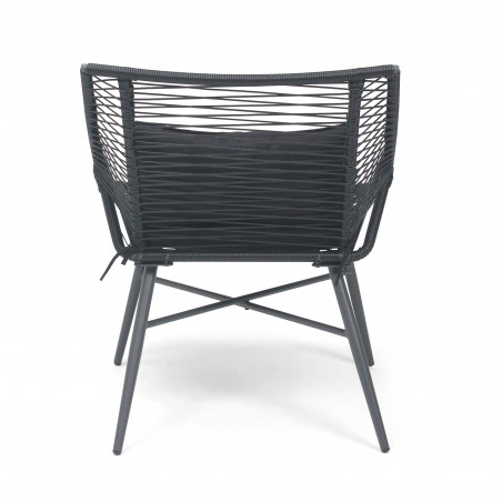 Fauteuil terrasse imitation rotin noir