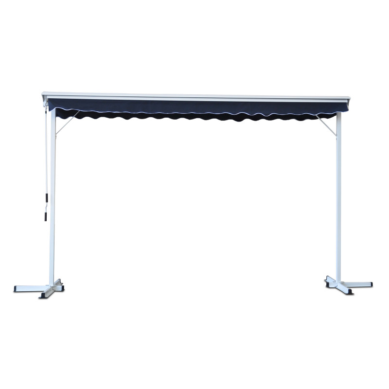 Store double pente sur pied 3x4m bleu (4/5)