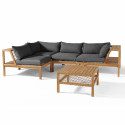 Salon de jardin bois acacia coussins gris 4 personnes Salon de jardin bois acacia coussins gris 4 personnes