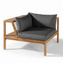 Salon 4 places acacia fauteuil d'angle coussins gris Salon 4 places acacia fauteuil d'angle coussins gris