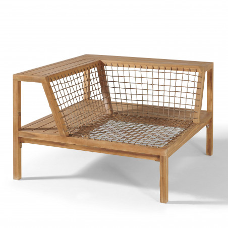 Salon 4 places acacia fauteuil d'angle structure Salon 4 places acacia fauteuil d'angle structure