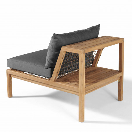 Fauteuil seychelles coussins gris en bois d'Acacia Fauteuil seychelles coussins gris en bois d'Acacia