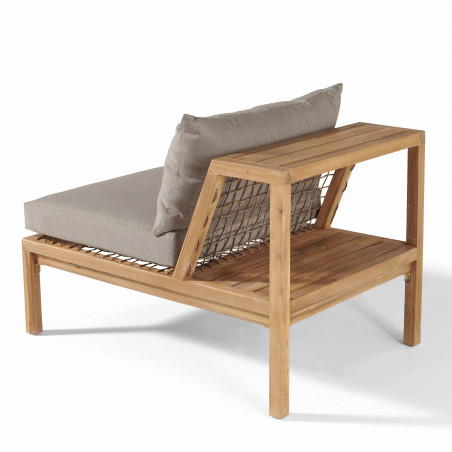 Fauteuil de jardin bois acacia coussins taupe