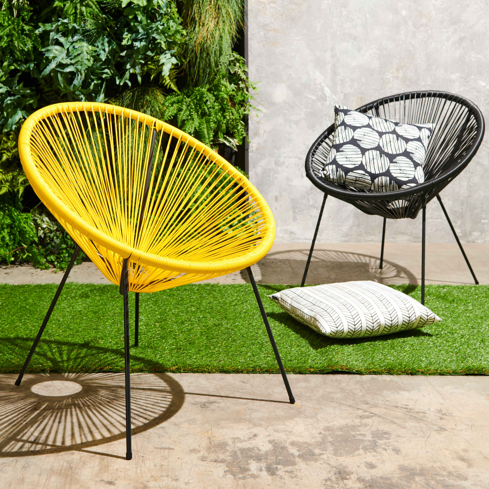 Fauteuil filaire outdoor jaune et noir