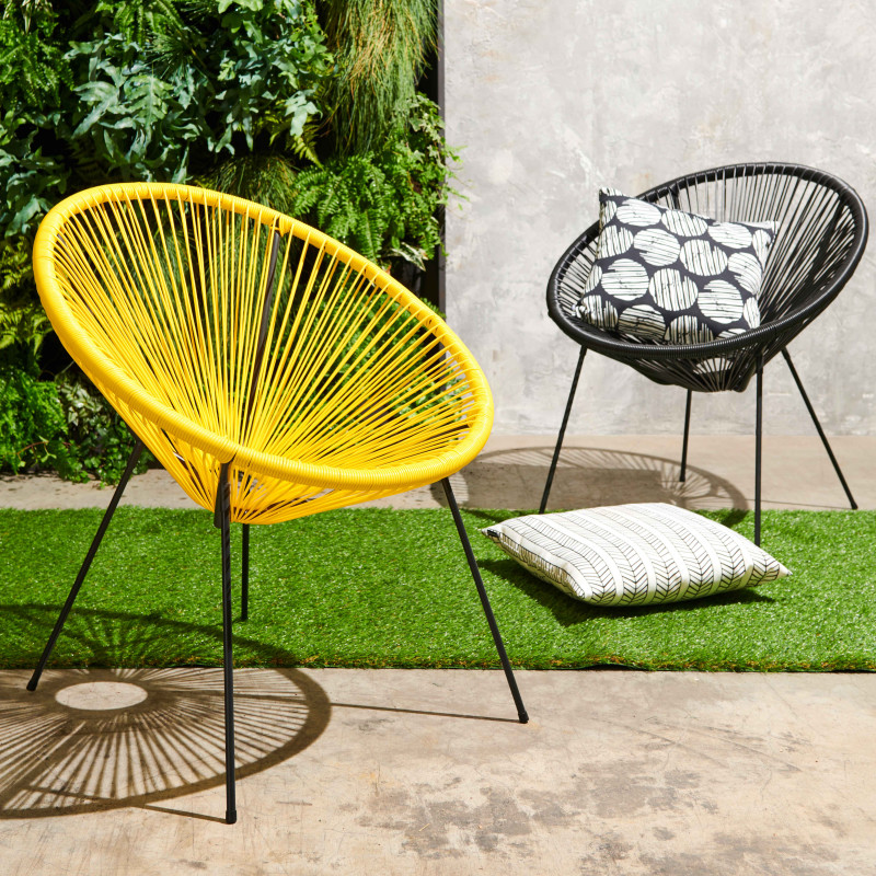 Fauteuil filaire outdoor jaune et noir (6/7)