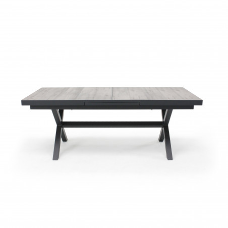 Table extensible pieds croisés bois gris
