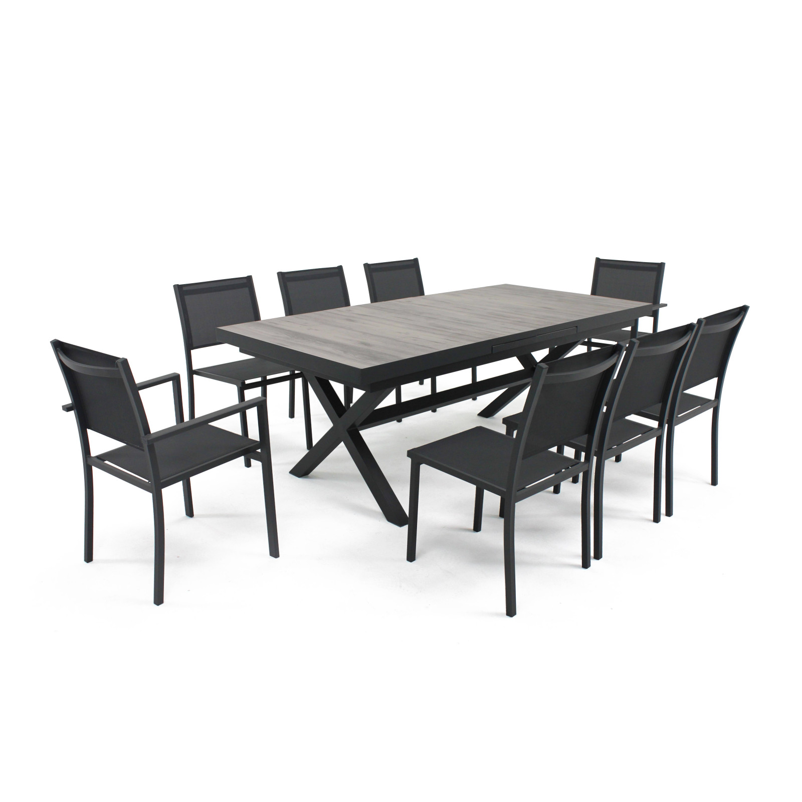 Salon de jardin bois gris extensible