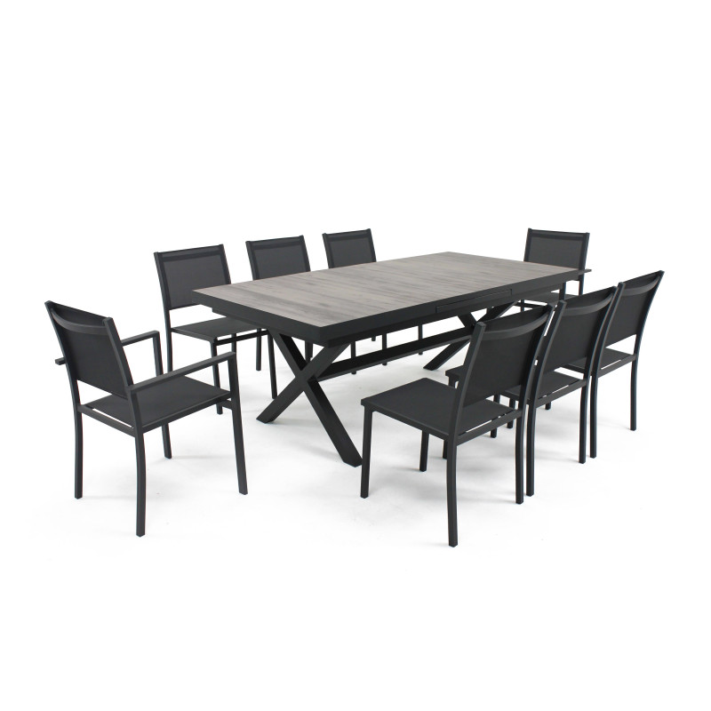 Salon de jardin bois gris extensible