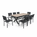 Table extensible de jardin pieds croisées et 10 chaises