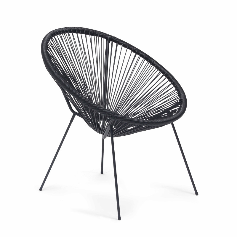 Lot de 2 fauteuils filaires en polyéthylène noir (2/7)