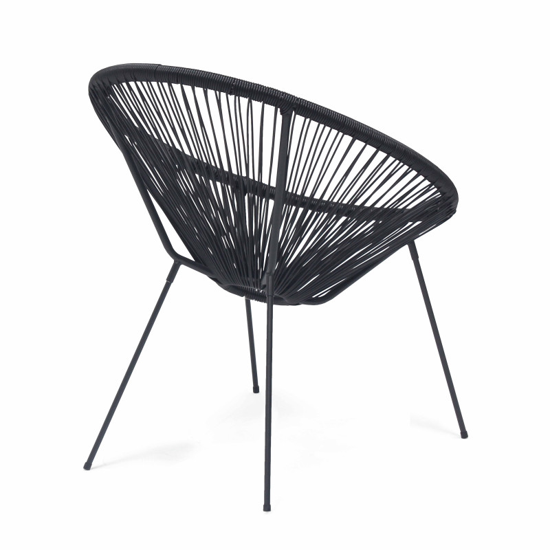 Fauteuil filaire noir en polyéthylène lot de 2  (4/7)