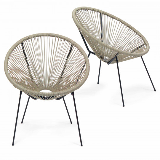 Lot de 2 fauteuils filaires couleur naturel