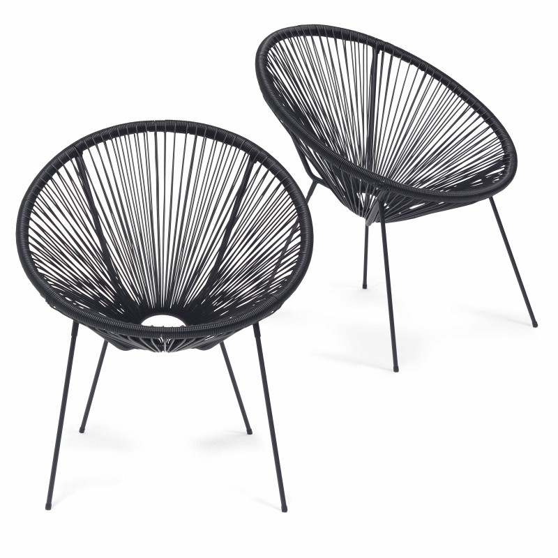 Lot de 2 fauteuils filaires couleur noir