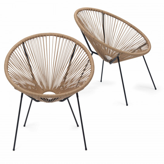 Lot de 2 fauteuils filaires couleur naturel