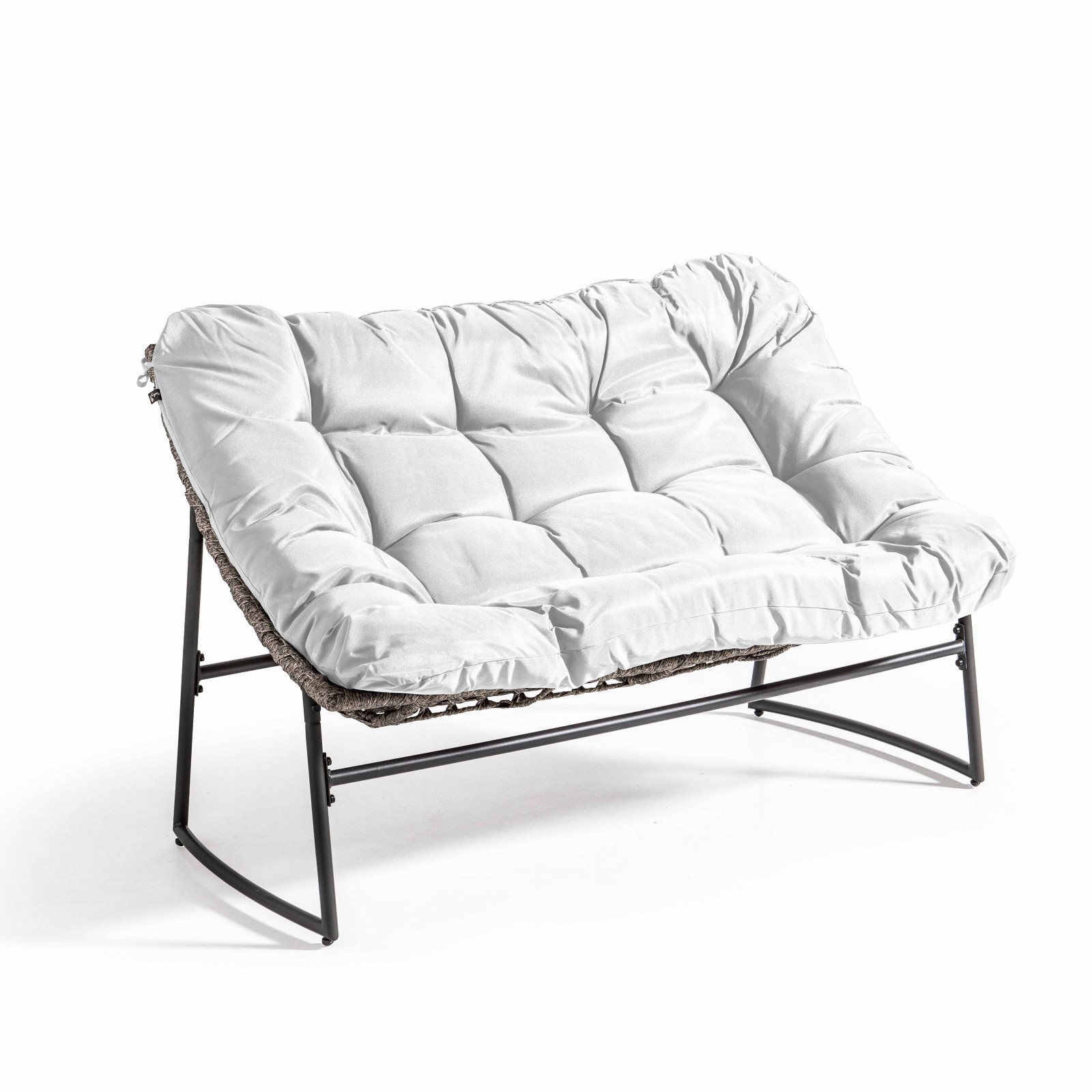 Salon de jardin 4 places avec coussins ecru